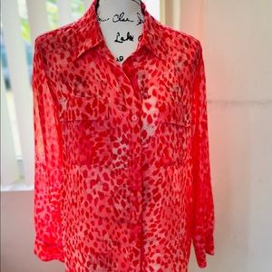 ANA Sheer Pocket Button Down Shirt SZ Medium